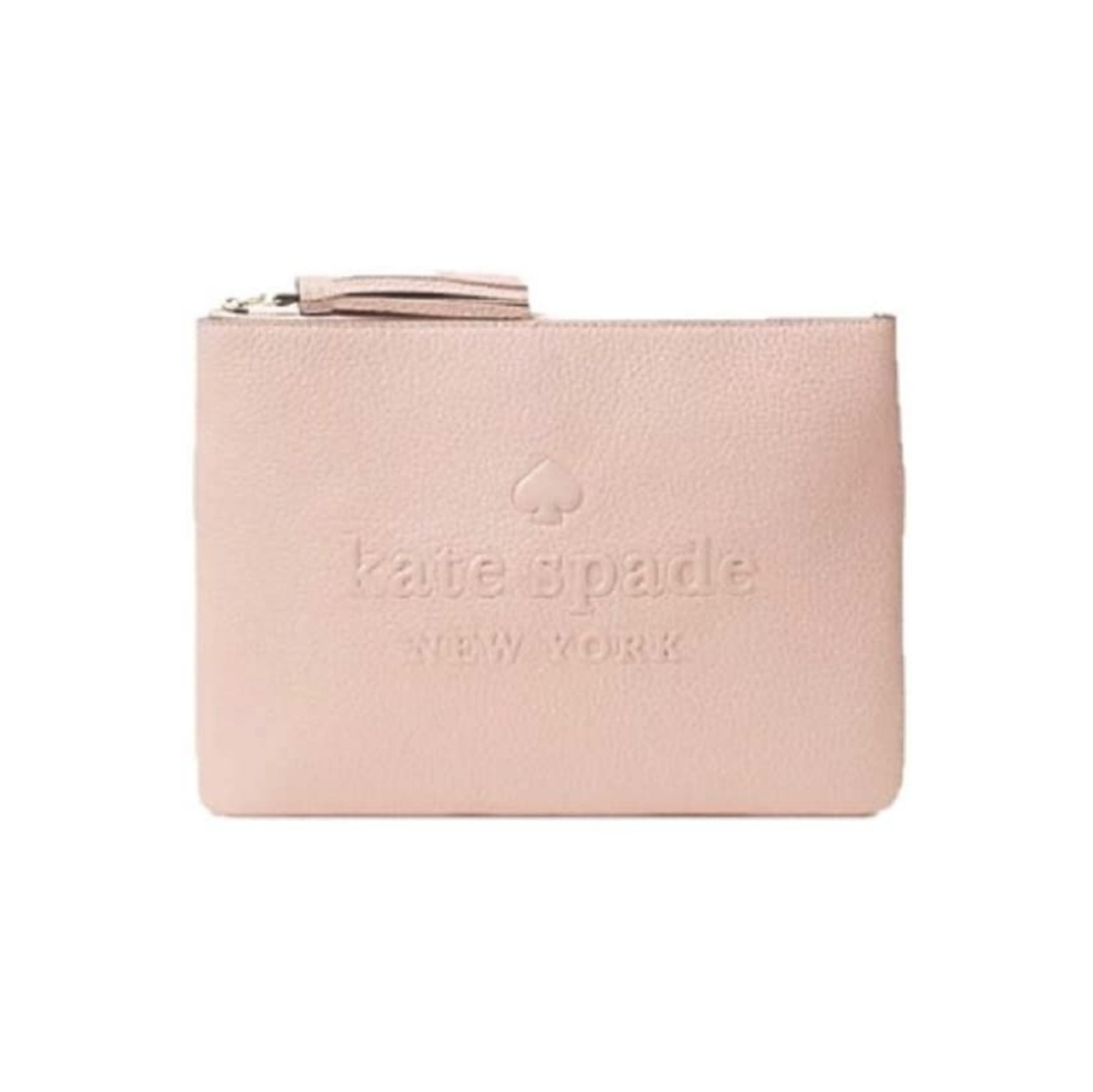 kate spade blush pink leather wristlet clutch